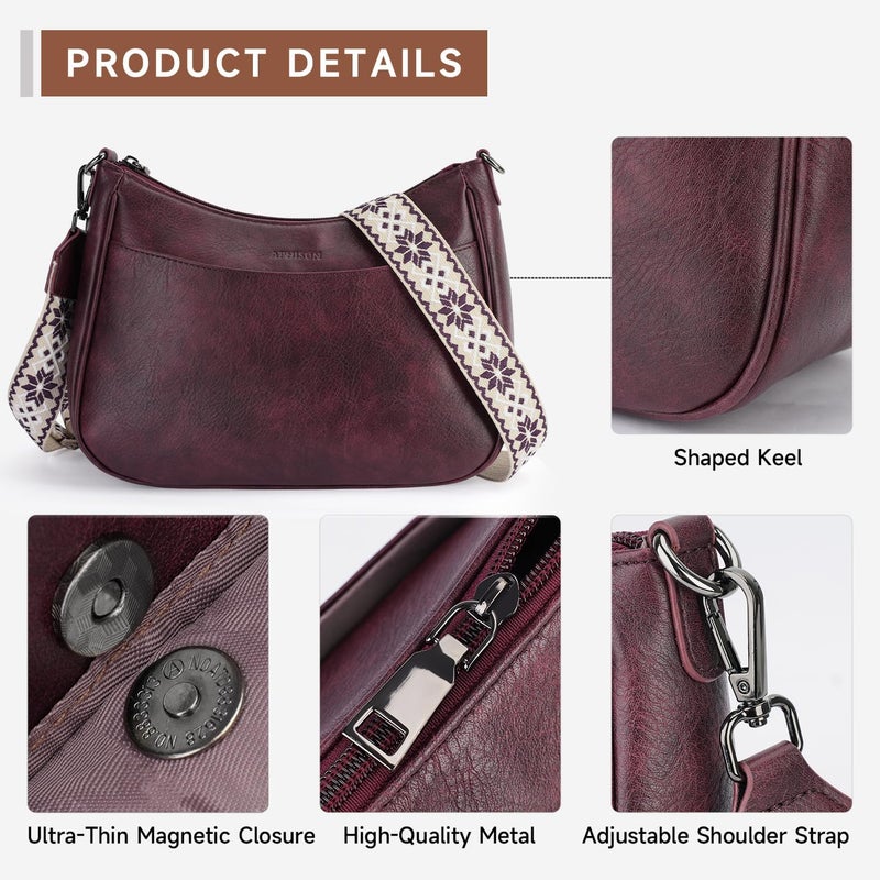 APHISON Trendy Leather Crossbody Purse with Adjustable Strap, Women's Shoulder Handbag - Image 4